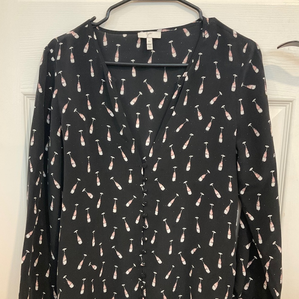 Joie | Champagne Flute pattern | Silk Blouse | XS